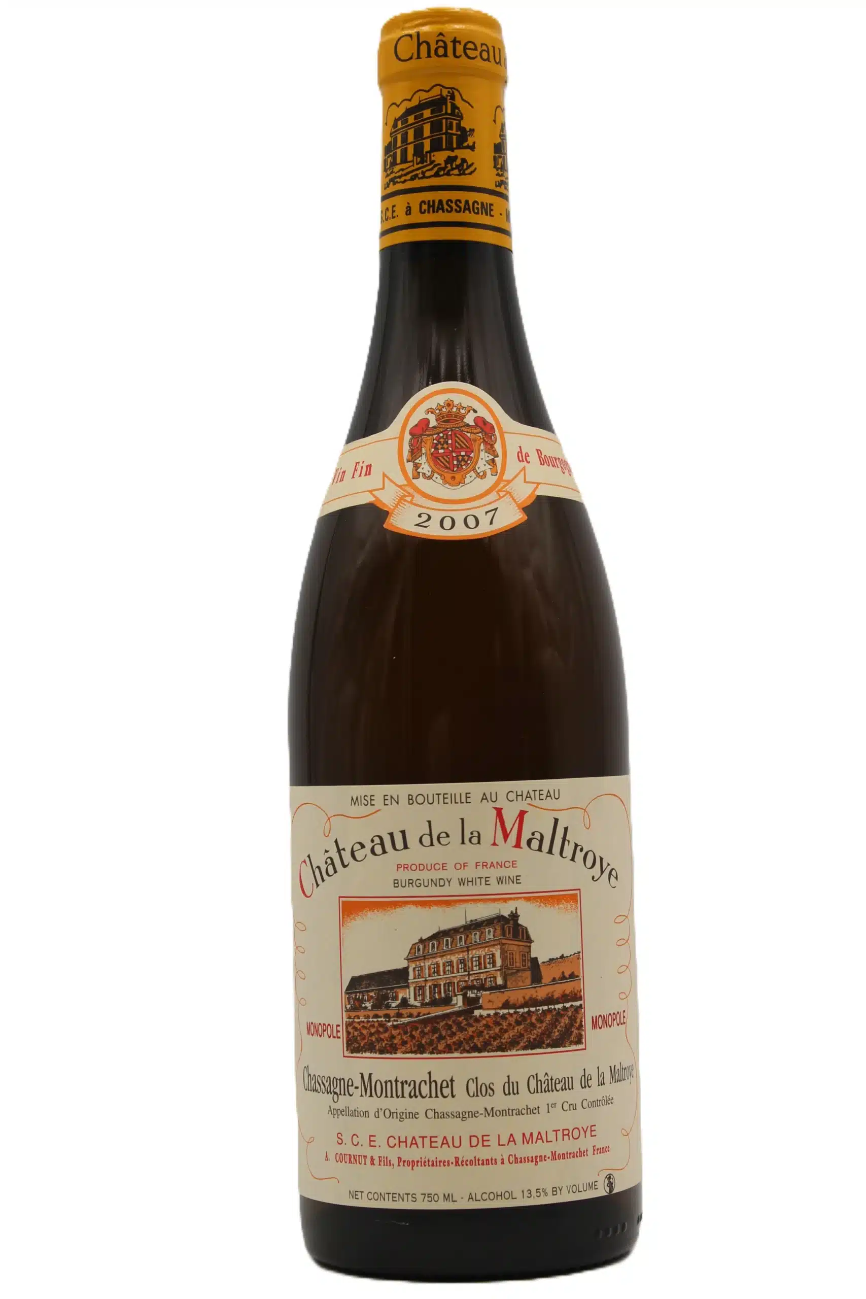 CHASSAGNE MONTRACHET 1ER CRU CLOS DU CHÂTEAU DE LA MALTROYRE 2007 DOMAINE DE LA MALTROYE